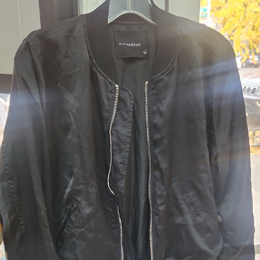 Olivaceous Classic Black Bomber Jacket